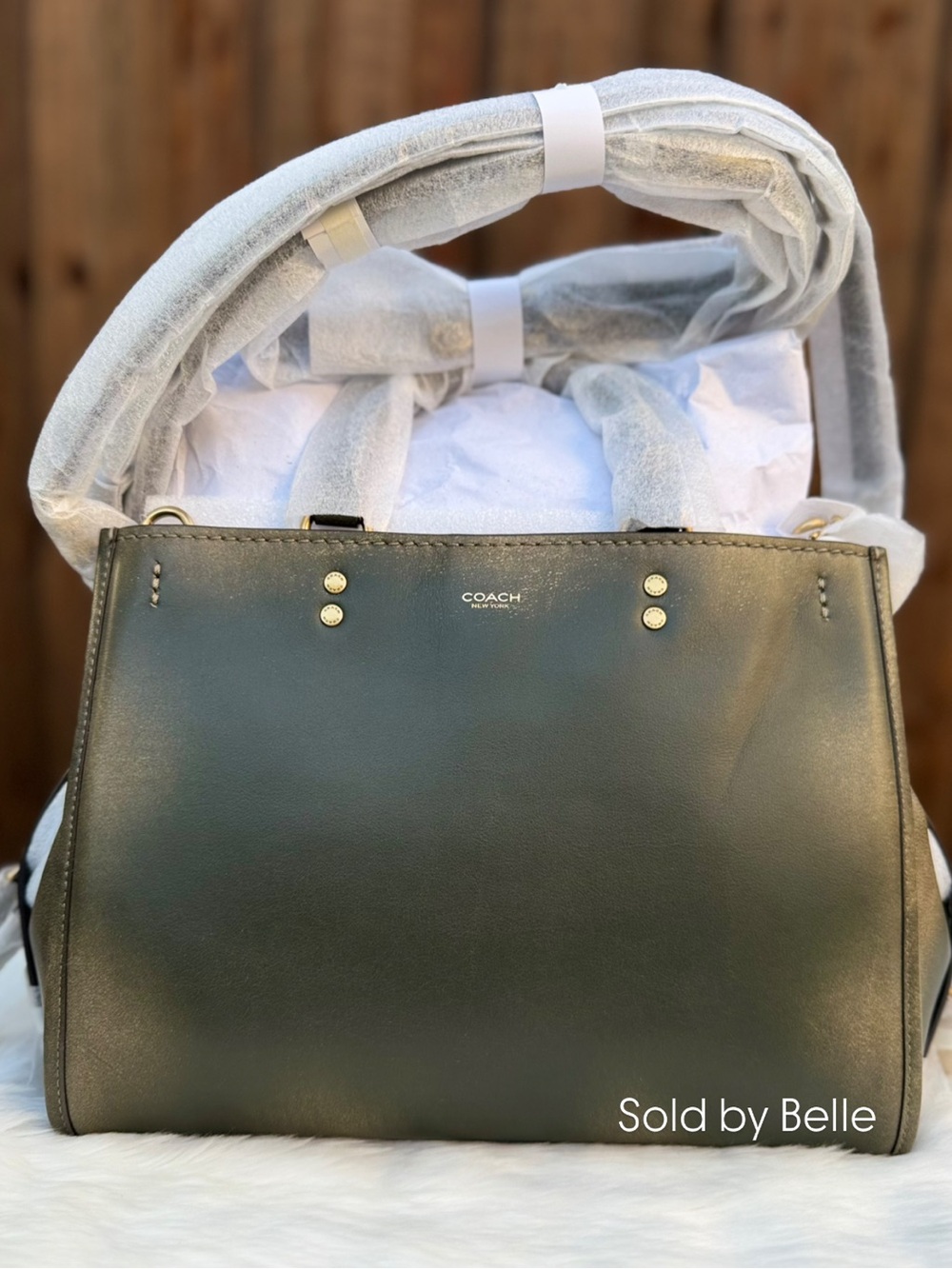 NWT Coach Rogue Bag 31 In Loved Leather Brass Green